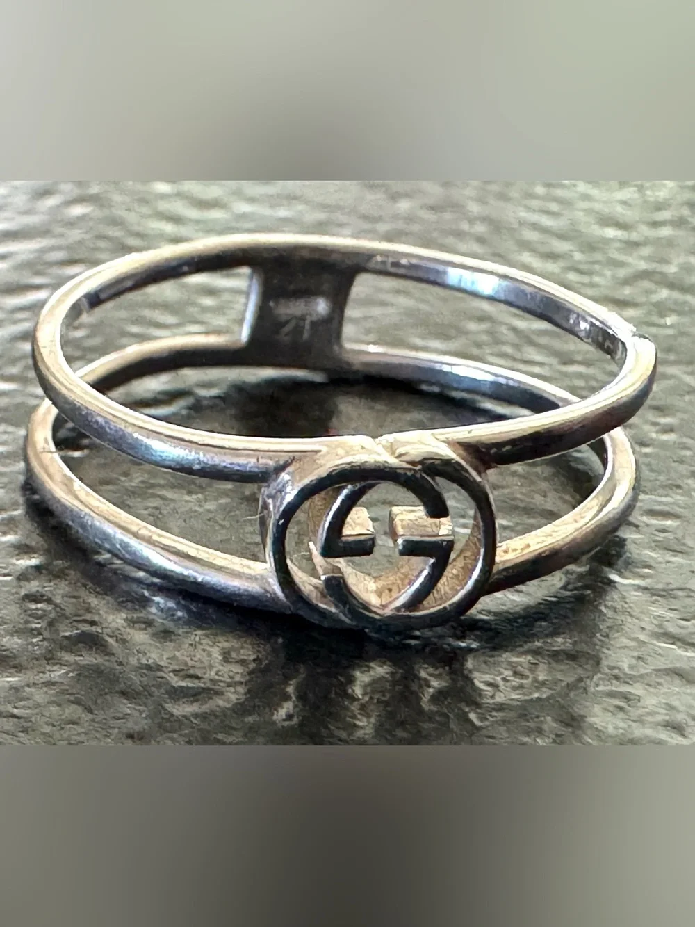 GUCCI Interlocking G Open Band Ring AG925 Sterling Silver Size 21 / US 8.5 - Picture 3 of 7